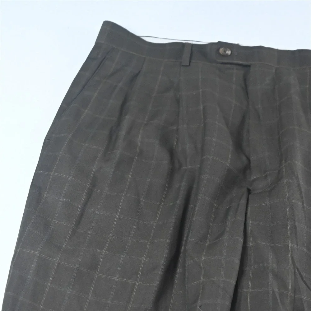 Vanetti 42L 34x30 Brown Windowpane‎ Mens Jacket Pants Suit